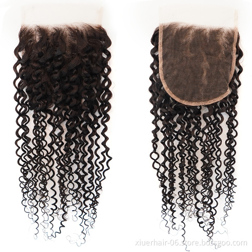 Factory Price 5x5 Cuticle Aligned Hair Pre Plucked Curly Wave Vietnamese Thin hd Transparent Swiss Lace Closure